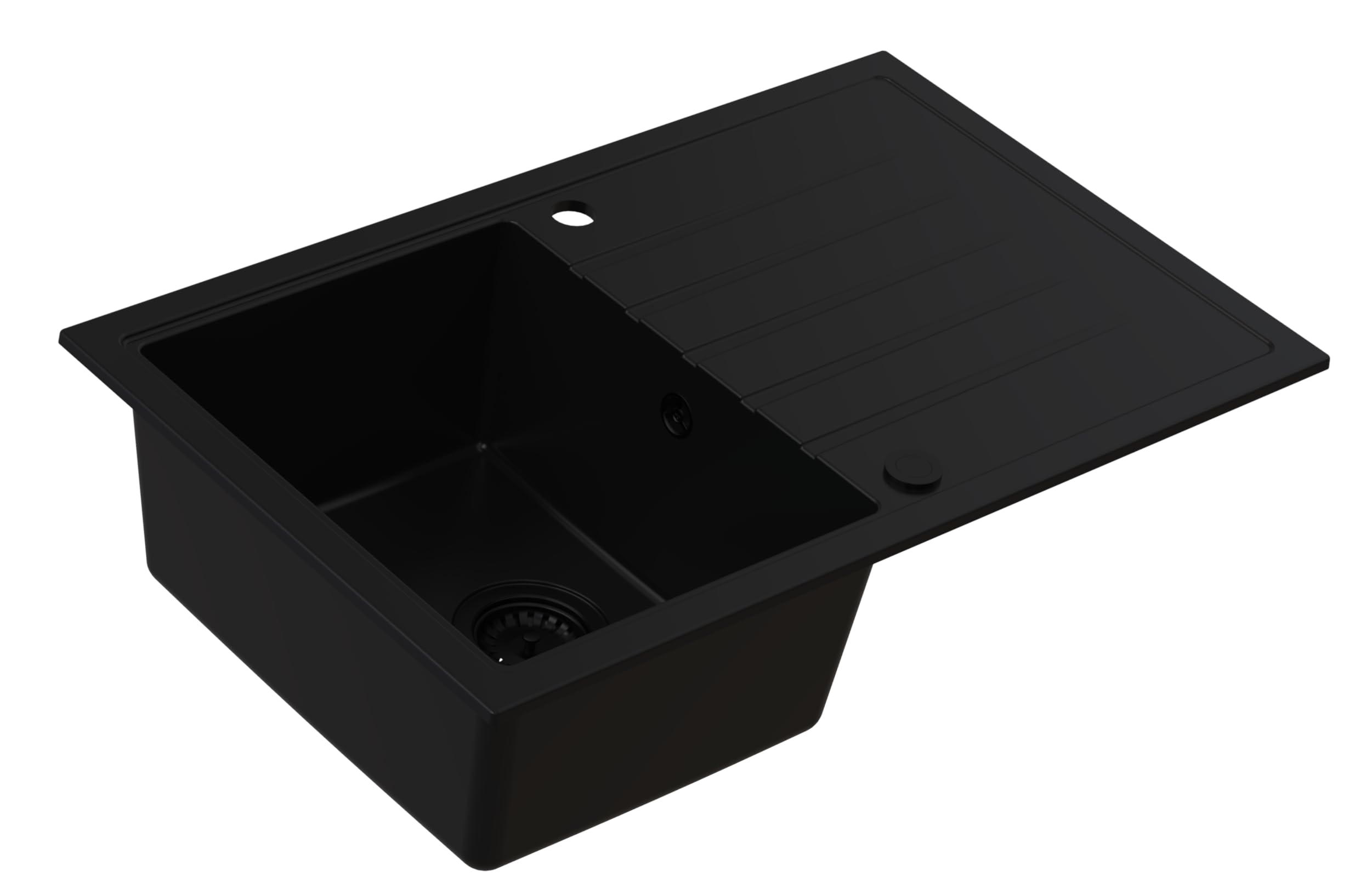 Lavello AXION Vasca Singola Lavello In Granito 79x50x20,5cm Nero, Lavello Da Cucina Di Alta Qualità Con Sifone, Scolapiatti, Facile Da Pulire, Resistente Ai Graffi, Design Moderno
