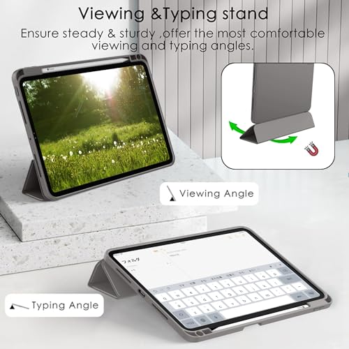 Image of ZryXal New iPad Pro 13 Inch Case (M5) 2025 / (M4) 2024 with Pencil Holder, Smart iPad Case [Support Pencil Pro and Pencil (USB-C)], Support Touch ID and Auto Wake /Sleep (Space Gray)