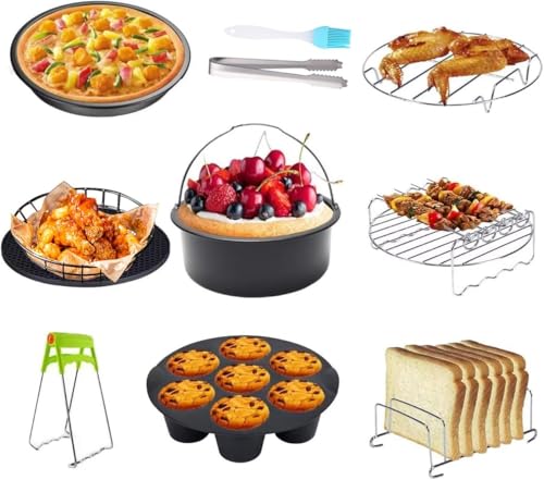Air Fryer Accessories Set &ndash; 7‑inch 10pcs Universal Black