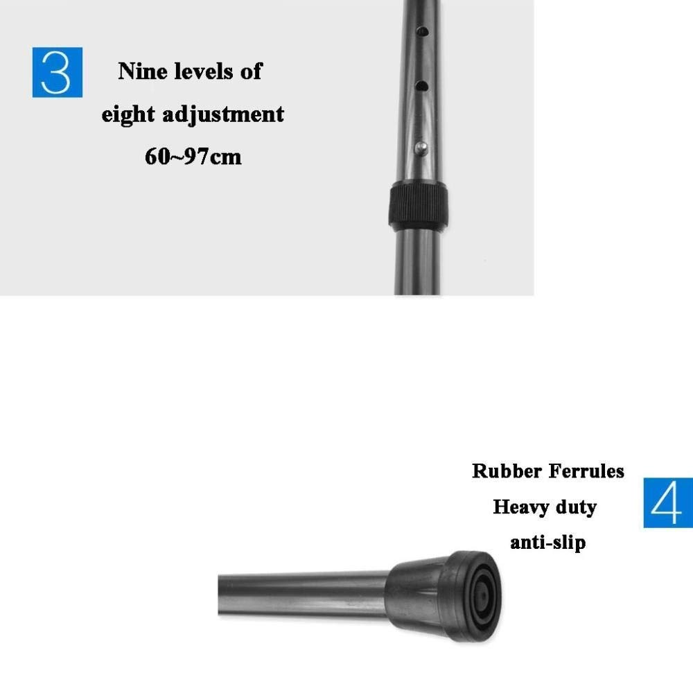 Laska-drewniany ergonomiczny uchwyt 9 regulowana wysokość, laski z antypoślizgową podstawą Heavy Duty Safety Walking Rollator, kule mobilności dla starych mężczyzn kobiety niepełnosprawne osoby w