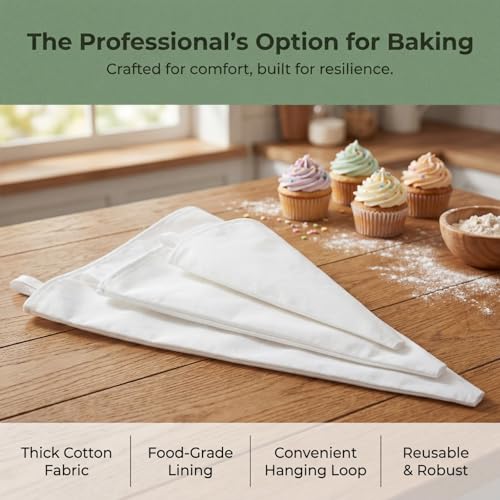 Gefaps Poche à Douille Réutilisable en Coton, Antidérapante et Lavable pour Pâtisserie, Glaçage, Crème, Décoration de Gâteaux, Cupcakes, Biscuits et Muffins – vue 8