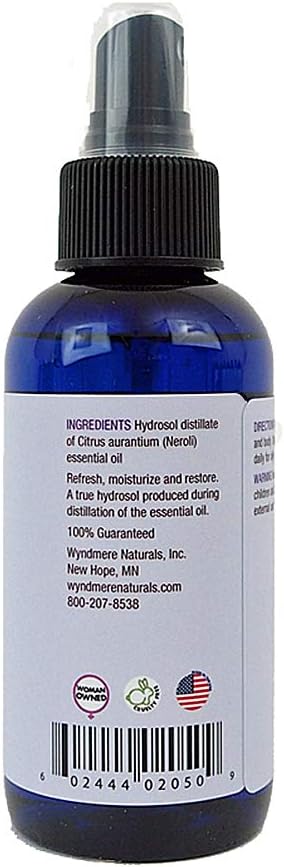 Neroli Hydrosol Facial Toning Mist - Soothing Natural Facial Toner - Pure Neroli Floral Water - 4oz - Image 2