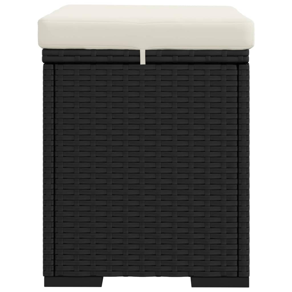 Generico Ottomana con Cuscino Nero 40x30x40 cm in Polyrattan,Mobili,Poggiapiedi-319392
