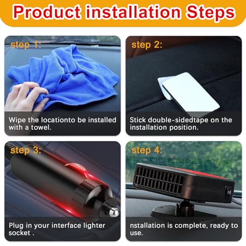 Image of Car Heater,12V 200W Portable Car Heater 360Rotation 2 in 1 Heating & Cooling Fan Windshield Demisting Defroster Plug Into Cigarette Lighter for All Cars(red)