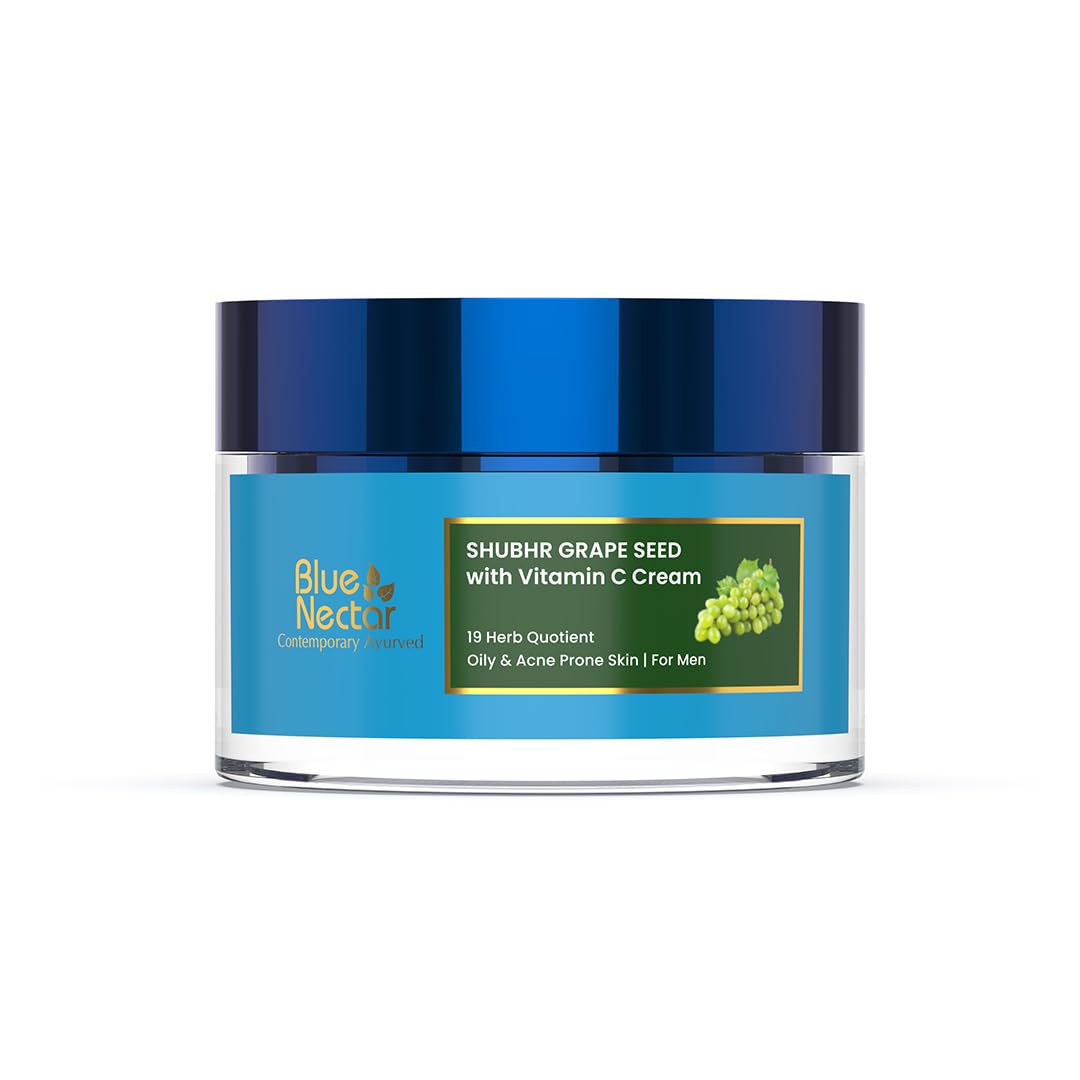 Blue Nectar Vitamin C Face Moisturizer for Oily & Acne Prone Skin with Grapeseed, 50 g (Pack of 1)