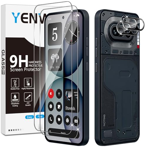 Yenwen 2 Piezas Protector de Pantalla para Nothing Phone 4a con 2 Piezas Protector de Lente de Cámara, Ultra HD Cristal Templado, Dureza 9H, Anti Arañazos, Sin Burbujas
