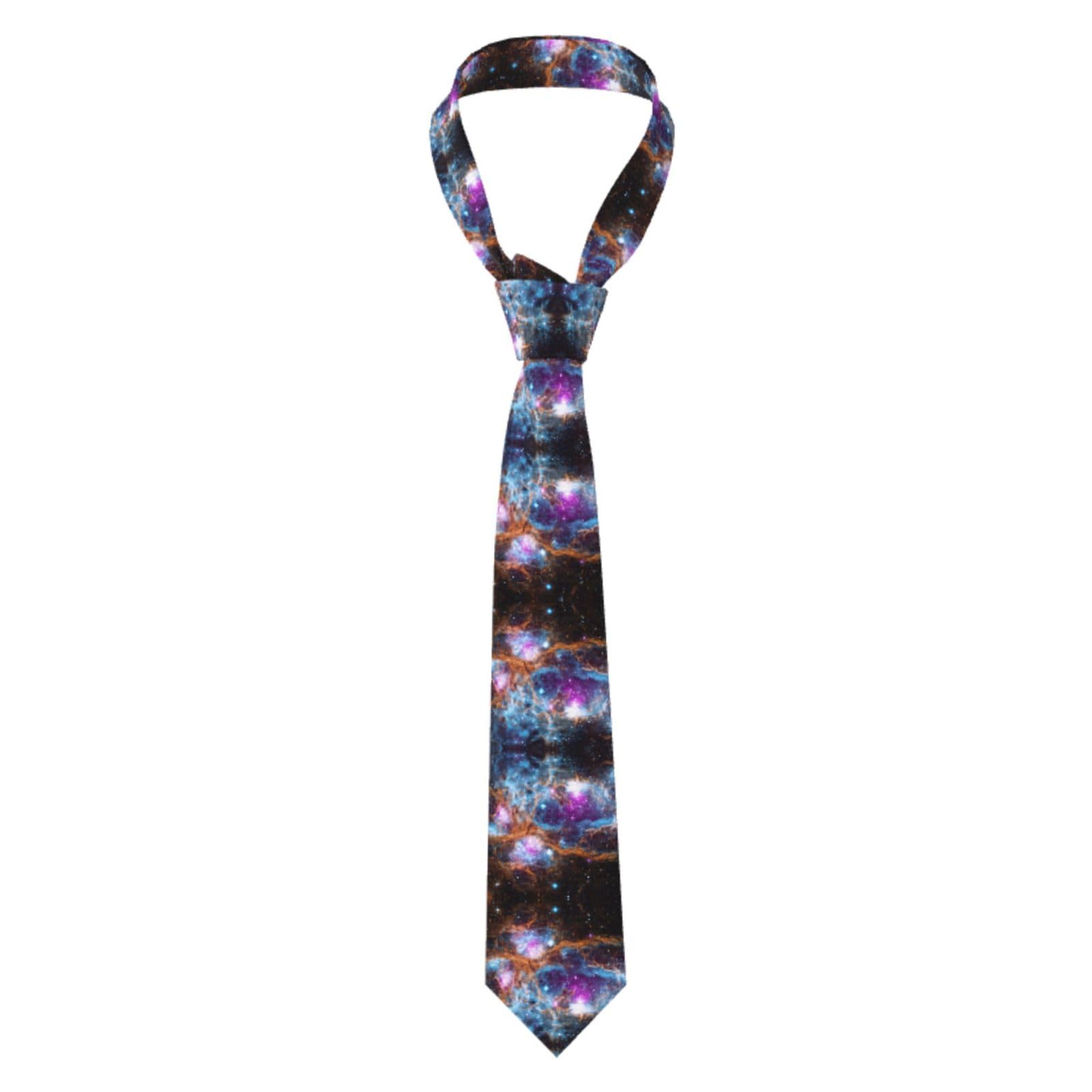 Yagdaa Men's Black Universe Galaxy Space. Print Necktie For Tie Silk-Like Neckties For Business Formal Occasions Wedding Ties