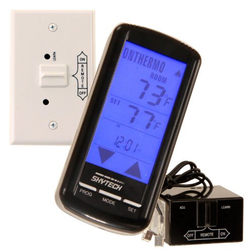 Skytech 9800326 SKY-5301P Programmable Backlit Fireplace Remote Control with Thermostat, LCD Touch Screen