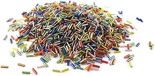 Mixed-Colour Glass Bugle Seed Beads 5-9mm x 1.8mm Pack of 2200+ for Jewellery Making, Bracelets, Necklaces, Earrings