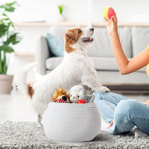 Cesta de cuerda de algodón decorativa para almacenamiento de mantas y hogar 3