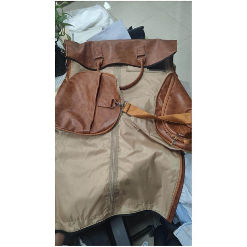 QOKLIYUI Geschäftsreisetasche im Anzug, 2 in 1 umwandelbare Kleidertasche, hängender Koffer, Reisekleidung, Handgepäcktasche, PU, Dunkelbraun