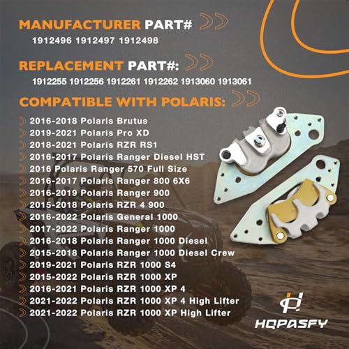 Image of Brake Calipers with Pads Front Left & Right, Replace# 1912255, 1913060 | Compatible with 2015-2022 Polaris RZR 1000 XP /4 900 /RS1, Ranger 570 /800 /900 /1000, General 1000