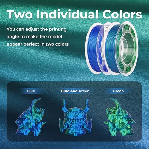 Image of AMOLEN Silk PLA 3D Printer Filament Bundle, Shiny Dual Color PLA Filament 1.75mm Pack, PLA 3D Printing Filament, Blue Green Coral Dark Violet Purple 200g X 4 Spools