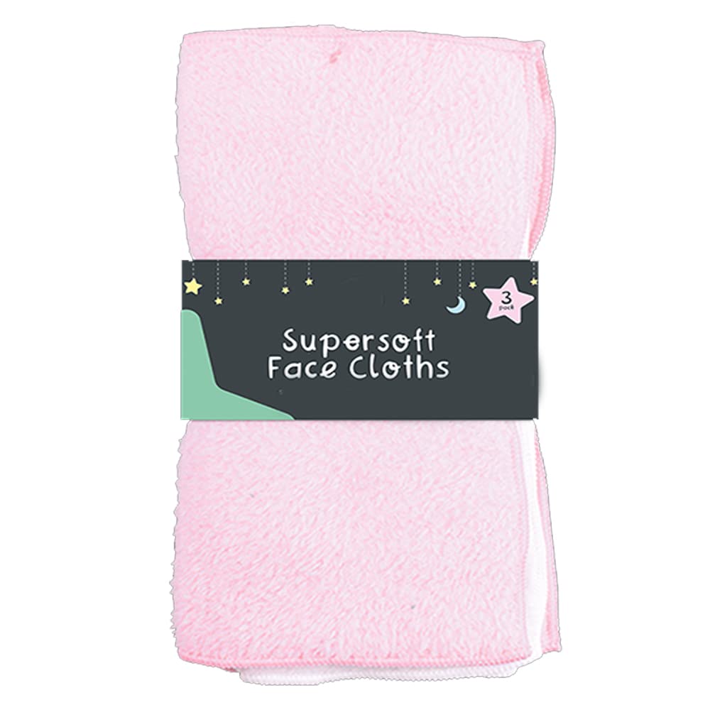Zale Yardley Pink Baby Face Cloth, Pack Of 3, Baby Face Towel, Microfiber Face Cleansing Cloth, Polyester Wash Cloth, Fast Drying, Extra Absorbent, 30" X30" Baby Bath Towels (Pink)
