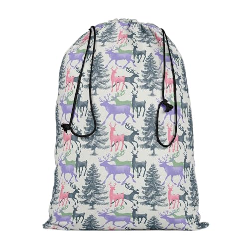 Image of ArtzFolio Deer & Pine | Reusable Sack Bag | Bag for Gym, Storage, Vegetable & Travel
