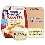 Sans conservateur Nestlé Bébé P\'tite Recette Blanquette de Riz Dinde - Plat complet dès 8 mois - 2 x 200g (Lot de 3)