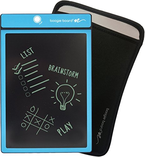 Boogie Board Original 8.5-Inch LCD eWriter Tablet, Cyan Blue & Boogie Board Sleeve, Black (JSG310001) Bundle