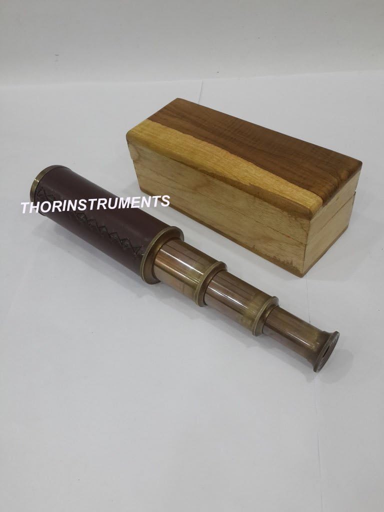 Antique Style 14 Inches Telescope Extending Nautical Marine Natural Wooden Box Gift Rustic Vintage Home Decor Gifts