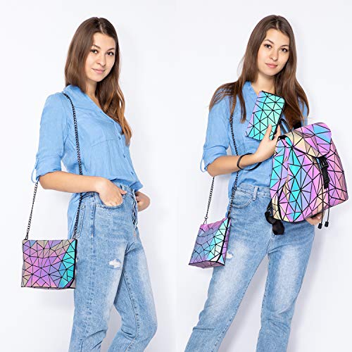 LOVEVOOK Geometric Luminous Purses and Handbags for Women Holographic Reflective Crossbody Bag Wallet2