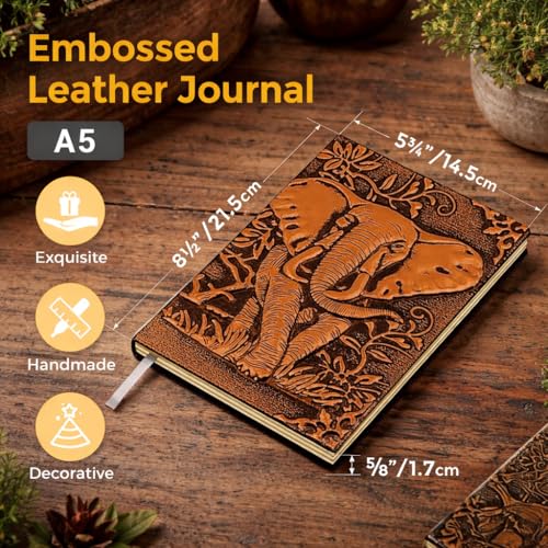 Image of Giftana 3D Elephant DND Vintage Notebook Diary for Men and Women, Antique Diary with 200 Pages | Premium Writing A5 Journal Leather Diaries, Travel Diary, Corporate Gift for Employees (Copper)