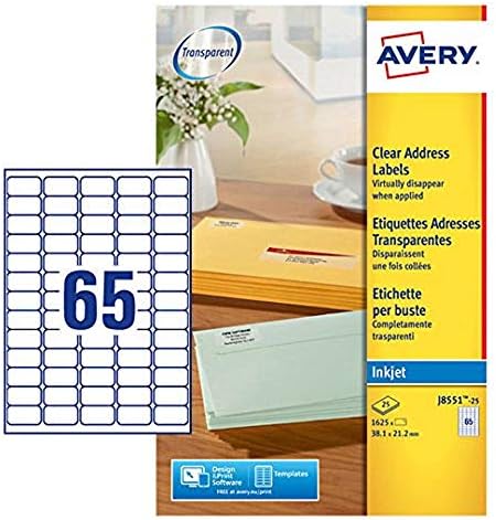 Avery Self Adhesive Clear Address Ailing Labels, Laser Printers, 14 Labels Per A4 Sheet, 350
