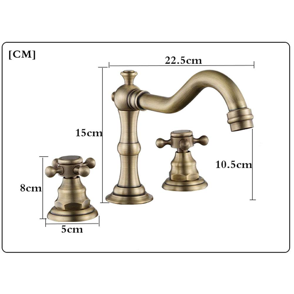 Brassqueen Waschbecken-Wasserhahn Wandmontage – Ölgeriebene Bronze, 3 Löcher, Doppelgriff