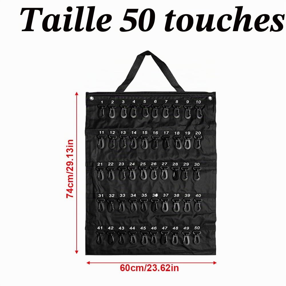 Étui à clés enroulable portable avec 30/40/50 positions de clés pour les ventes de voitures, immobiliers, hôtels, Noir , 50 Hooks (Positions), Moderne