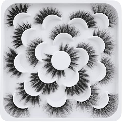 FANXITON False Eyelashes 10 Styles Fluffy Long 14MM-20MM Lashes 8D Volume Faux Mink Lashes 10 Pairs