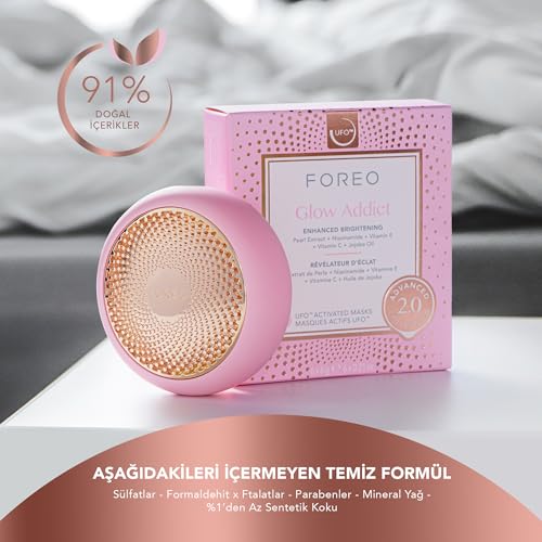 Glow Addict Advanced Collection 2.0 UFO Aktif Yüz Maskesi - Nemlendirici - Güzellik ve Kişisel Bakım - C ve E Vitamini - Tüm Cilt Tipleri ve Donuk Ciltler - Yaşlanma karşıtı - 1 pakette 6 adet
