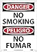 National Marker ESD79RB Danger No Smoking Sign, Plastic