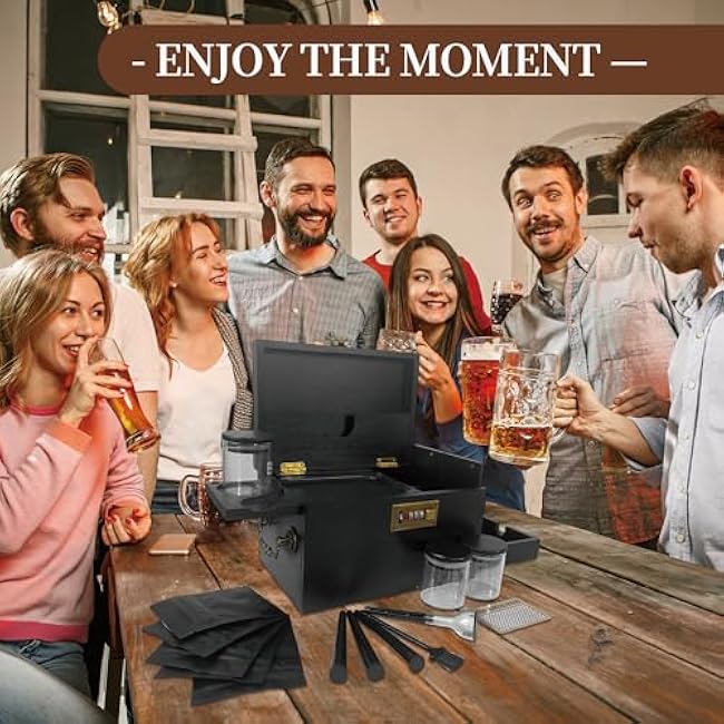 Large Bamboo Stash Box with Secret Drawer Stashbox Box with Combination Lock Handle Detachable Compartment Home Decorative Storage Box Set for Jewelry Cash Valuable Fathers Day Birthday Christmas Gift