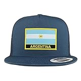 Trendy Apparel Shop Argentina Flag 5 Panel Flatbill Trucker Mesh Snapback Cap - Navy