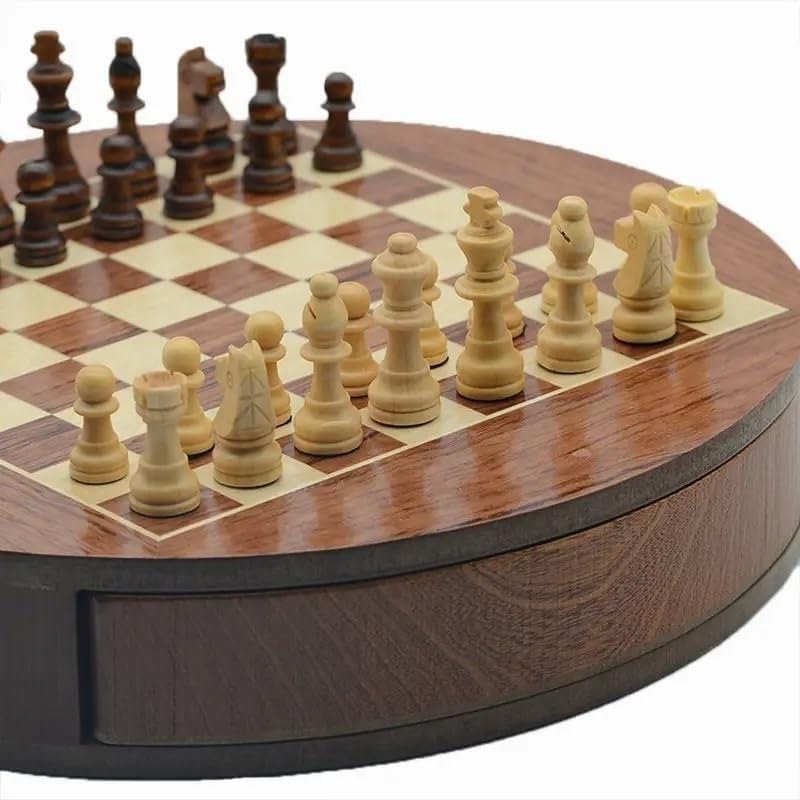 Schachspiel mit tragbarem Holzschachbrett mit Stauraum Schach