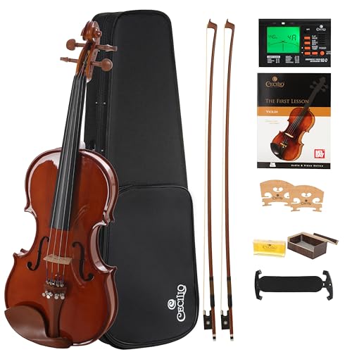 Cecilio 1/4 Violin Solidwood Violin with D'Addario Prelude Strings, Bow, Rosin, Tuner, Shoulder Rest & Lesson Book – Ideal for Beginners