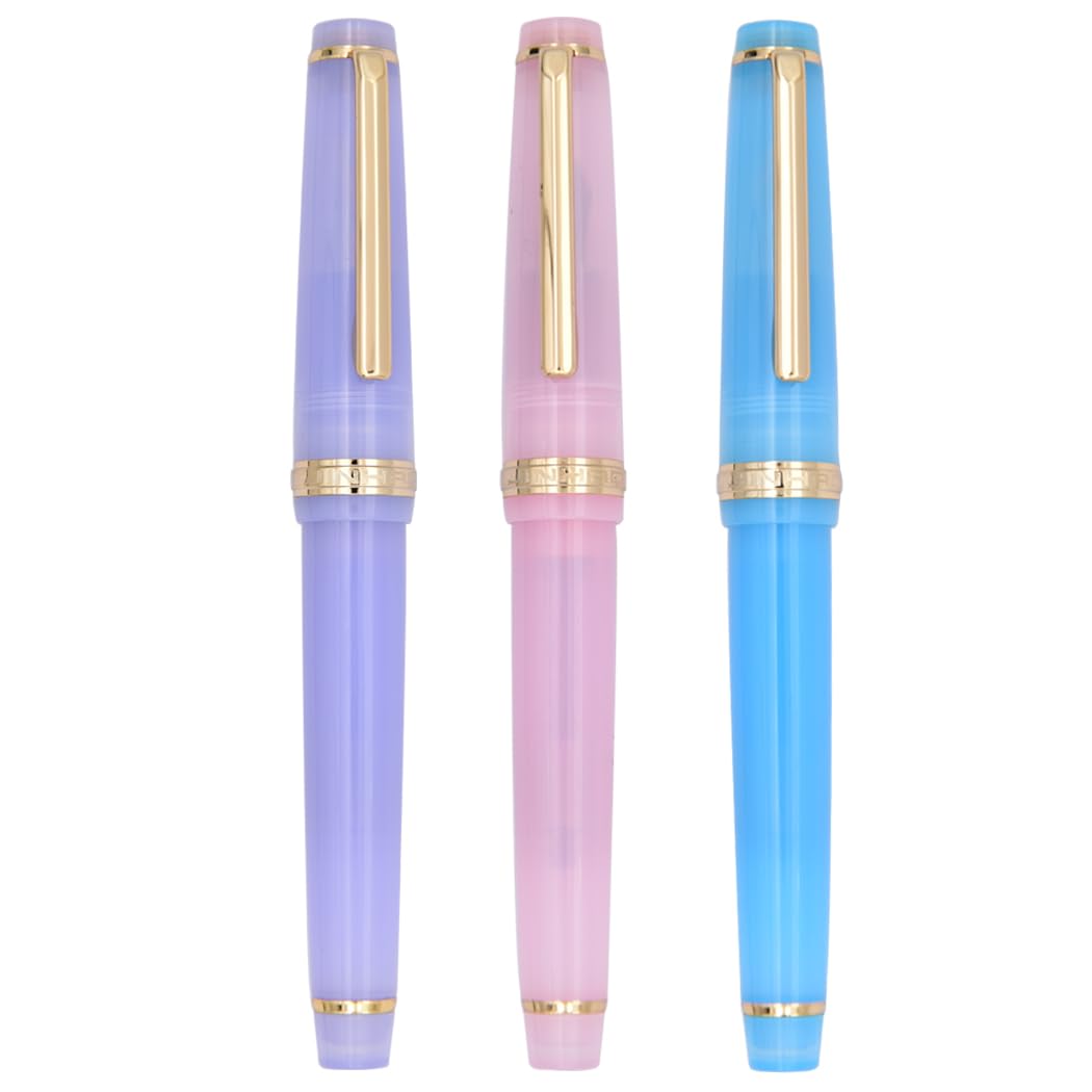 Ranvi 3 PCS Jinhao 82 Fountain Pen Purple, Blue and Pink Acrylic, Iridium Fine Nib Gold Trim with Converter Set - Image 2