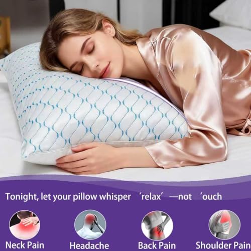 Memory Foam Pillows King Size Set of 2,Adjustable Cooling Firm Pillow for Side Back Stomach Sleepers with Washable Removable Cover