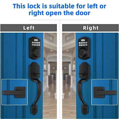 Revolo Keyless Entry Keypad Door Lock, Electronic Deadbolt Keyed Entry Lock With Handle For Front Door, Auto Lock, Anti-Peeking Password, Black #TOP4