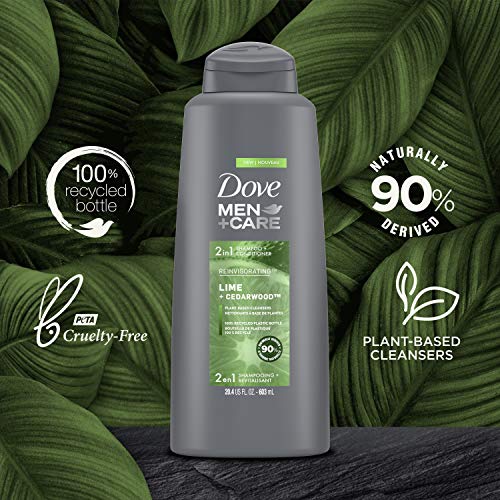 Dove Men + Care 2 In 1 Shampoo And Conditioner For Healthy-Looking Hair Lime + Cedarwood Naturally Derived Plant Based Cleansers 20.4 Oz #TOP5