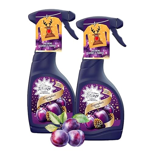 Fabric Freshener Room Spray Bundle - Pack of 2 x 500ml Limited Edition Sugarplum Delight Fabric Spray, Carpet Freshener, Odour Eliminator with Topline Card. Room Freshener for Home Bulk Buy