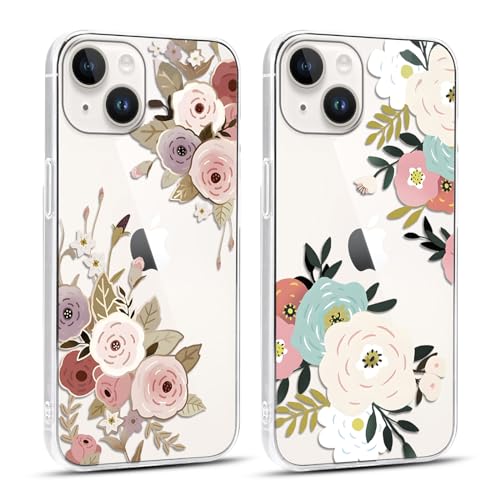 Foonary 2 Pièces Transparente Coque pour Apple iPhone 14/iPhone 13 6,1", Etui Fleur Aesthetic Motif Dessin Housse, Silicone TPU Cover Antichoc Bumper Protection Case pour iPhone 14/iPhone 13, Fleur14 Foonary 2 Pièces Transparente Coque pour Apple iPhone 14/iPhone 13 6,1", Etui Fleur Aesthetic Motif Dessin Housse, Silicone TPU Cover Antichoc Bumper Protection Case pour iPhone 14/iPhone 13, Fleur14