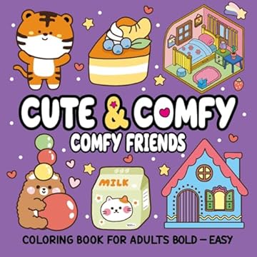 Capa do livro Cute & Comfy Coloring Book for Adult Bold Easy - Comfy Friends - Livro de Colorir Adulto