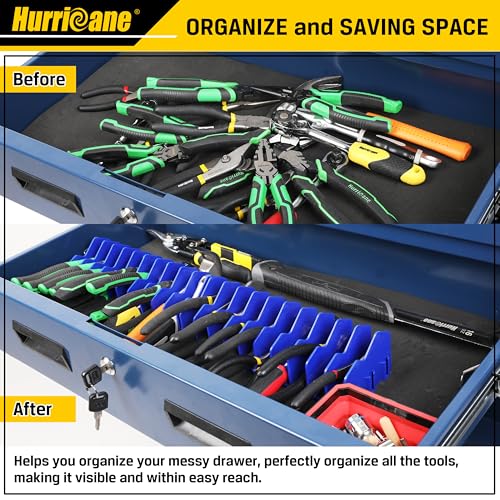 Image of HURRICANE Plier Organizer Rack, 10-Slot Pliers Cutters Rack with Non-Slip Rubber Base, Tool Organizer, Tool Drawer Toolbox torage, Blue, Extendable Design, Fit 3 inch H, 1 Pack