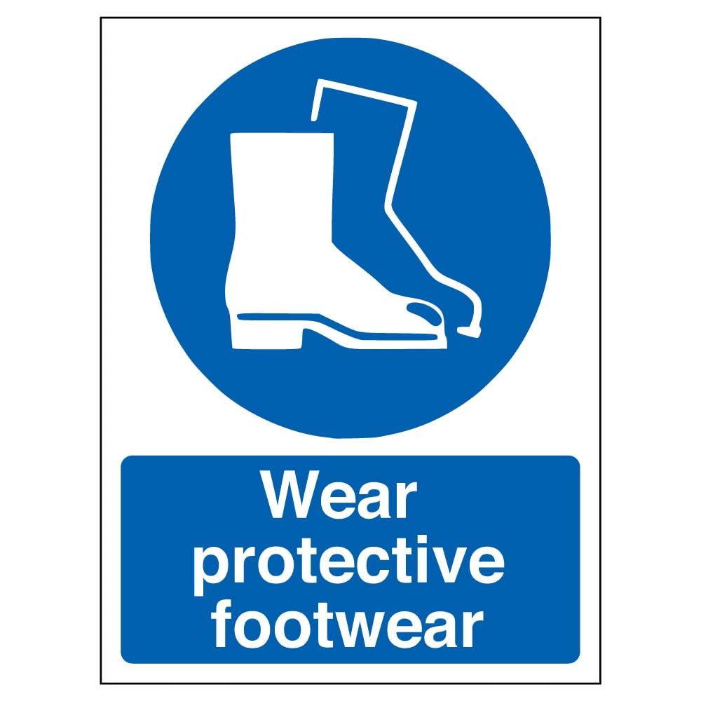 V Safety Mandatory PPE - Wear Protective Footwear - 150 x 200 mm Safety Sign