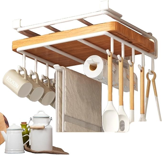 Soporte para toallas de papel de cocina bajo gabinete, colgador estable de acero inoxidable 4