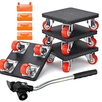 JUGGPENG 9-Teiliges Möbel Transportroller Set, Schwerer Möbelheber mit Verlängerungsstange und 4 Möbelroller, 360 Grad Drehbar Rads, 400kg Tragfähigkeit, Möbeltransporter Möbeltransportrollen