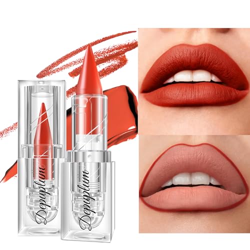 Image of Depuplum Orange Red Lipstick Gradient Matte Lip Liner Combo Women