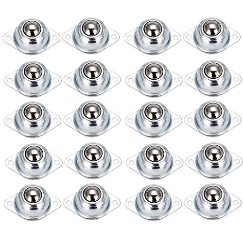 Ruedas, 20 Ruedas giratorias de Acero y Metal, para Coche, Robot, Universal, Redondas, para maquinaria, carros, Muebles, herrajes (Color: Plateado)