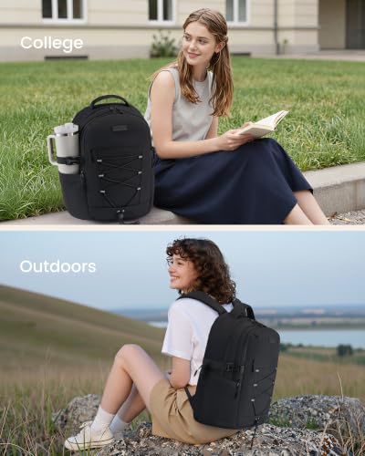 Image of LOVEVOOK College Laptop Backpack, 17.3 Inch Padded Daypack with Giant Tumbler Holder, 13 Pockets Waterproof Work Bag for Commute Nurse Teacher Office Travel