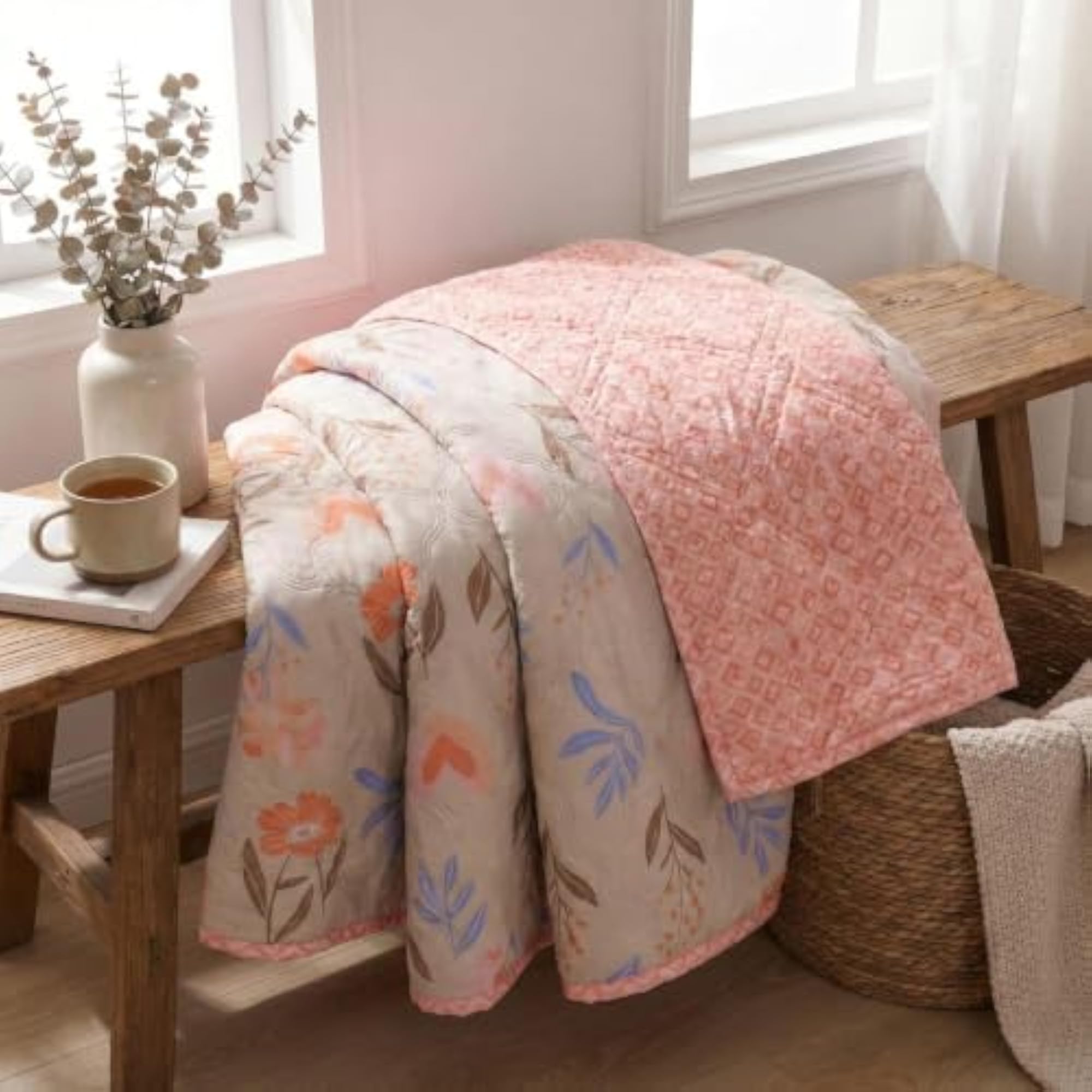 Premium Cotton Printed Dohar/AC Blanket, Floral Comforter