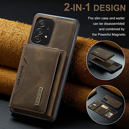 ZORSOME for Samsung Galaxy A52 5G Wallet Case, 2 in 1 Detachable Leather Wallet Case for Samsung Galaxy A52 5G,Magnetic Wallet Protective Case with Stand + Card Holder,Coffee
